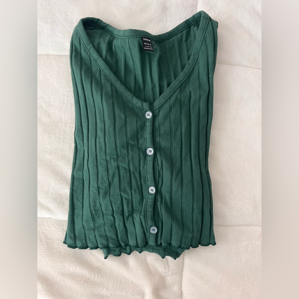 SHEIN green button down top